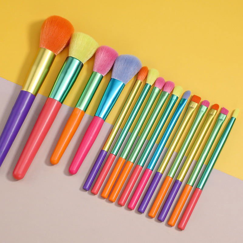 LovelyRLovely Makeup Brush Set 15pcs Multicolor Colour Color LovelyRLovely 15pcs Colourful Makeup Brush Set