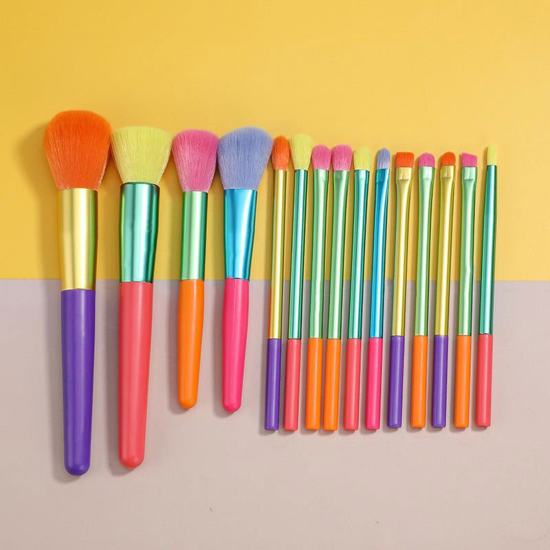 LovelyRLovely Makeup Brush Set 15pcs Multicolor Colour Color LovelyRLovely 15pcs Colourful Makeup Brush Set