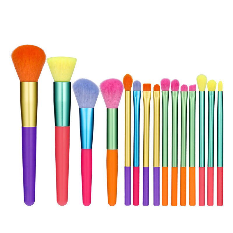 LovelyRLovely Makeup Brush Set 15pcs Multicolor Colour Color LovelyRLovely 15pcs Colourful Makeup Brush Set