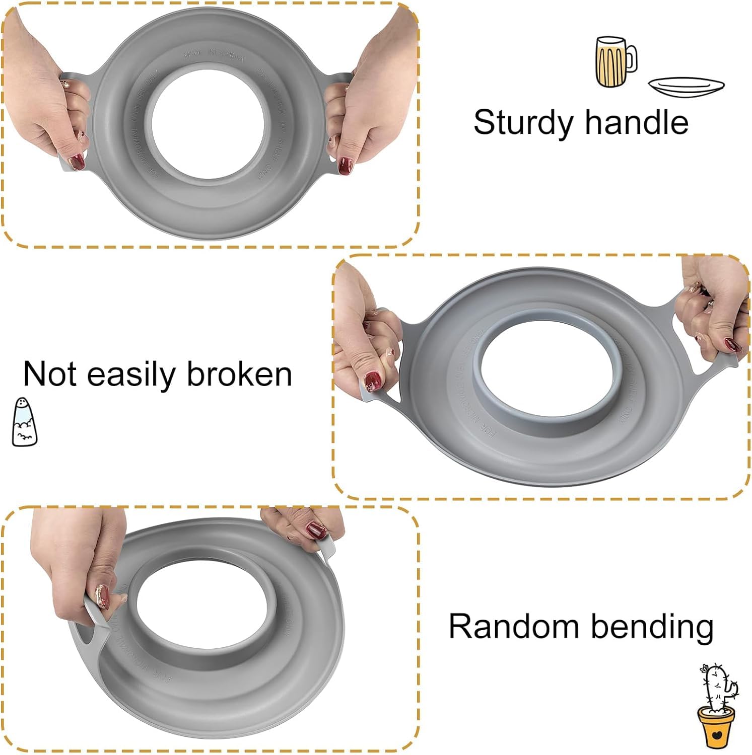 LovelyRLovely Microwave cool plate and spillover caddy with handles. For bowls, plates and microwave meals. BPA free