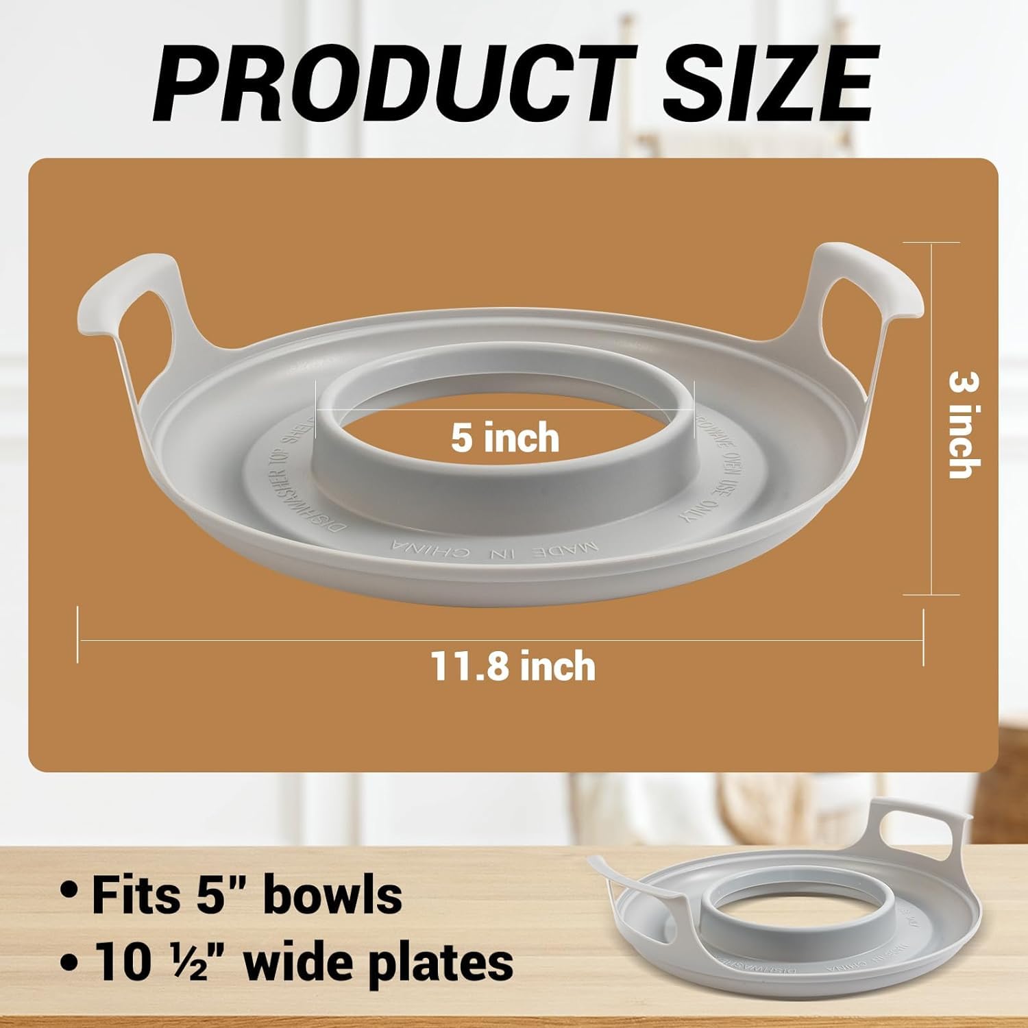 LovelyRLovely Microwave cool plate and spillover caddy with handles. For bowls, plates and microwave meals. BPA free