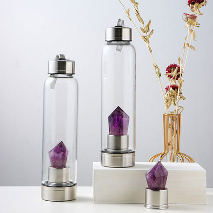 LovelyRLovely Natural Crystal Column Energy Glass Wate Amethyst LovelyRLovely Natural Crystal Column Energy Glass Water Bottle