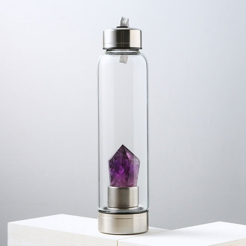 LovelyRLovely Natural Crystal Column Energy Glass Wate Amethyst LovelyRLovely Natural Crystal Column Energy Glass Water Bottle