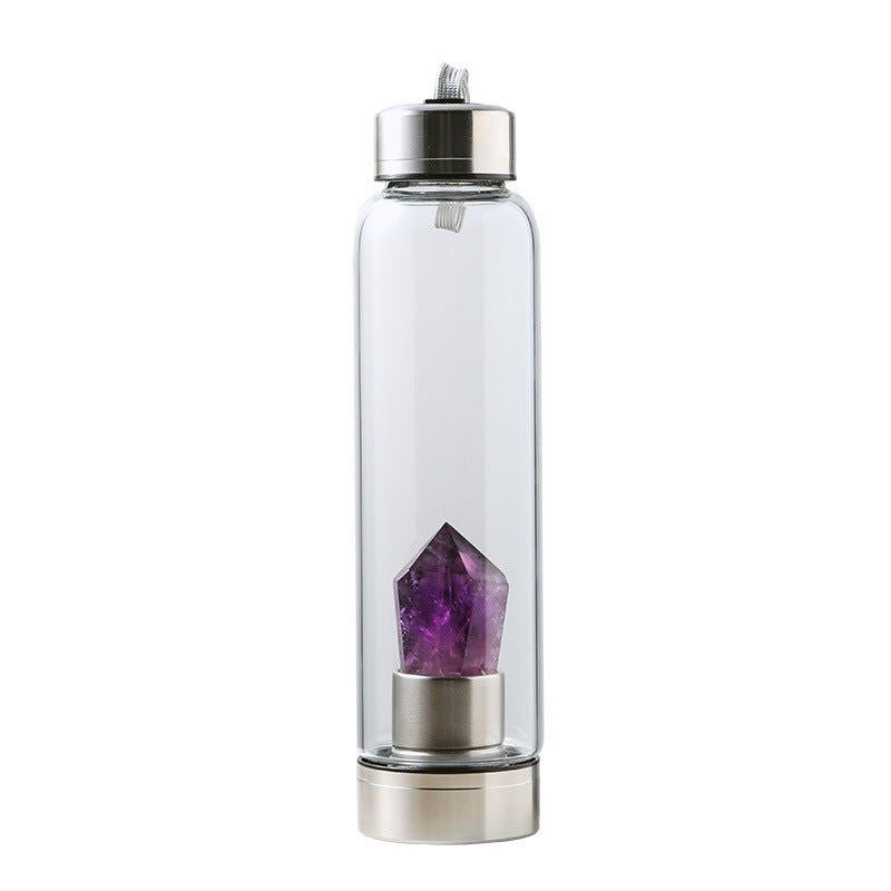 LovelyRLovely Natural Crystal Column Energy Glass Wate Amethyst LovelyRLovely Natural Crystal Column Energy Glass Water Bottle