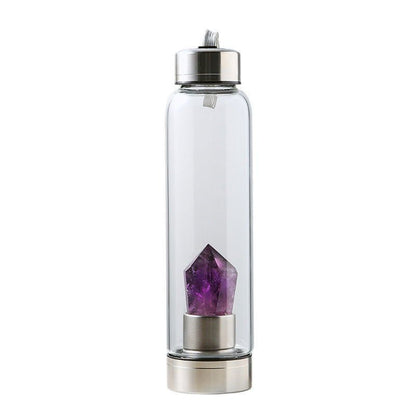 LovelyRLovely Natural Crystal Column Energy Glass Wate Amethyst LovelyRLovely Natural Crystal Column Energy Glass Water Bottle