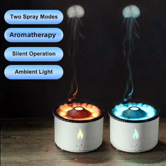 LovelyRLovely New Creative Ultrasonic Essential Oil Hu LovelyRLovely New Creative Ultrasonic Essential Oil Volcano Aromatherapy Spray Jellyfish Air Flame Humidifier Diffuser