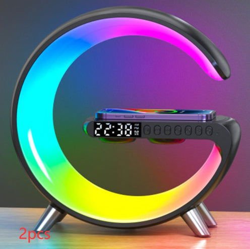 LovelyRLovely New Intelligent G Shaped LED Bluetooth S Black 2pcs / EU LovelyRLovely G-Shaped LED Bluetooth Speaker Charger