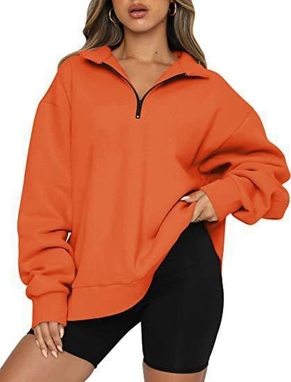 LovelyRLovely Orange / 3XL LovelyRLovely Women Zip Turndown Jumper