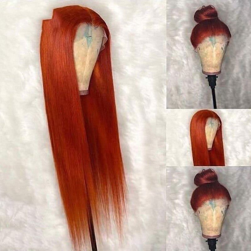 LovelyRLovely Orange Straight Headgear Wig LovelyRLovely Dark Orange Straight Human Hair Wig