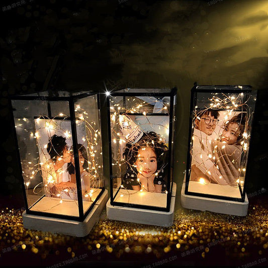 LovelyRLovely Photo Custom Creative Decoration Night L Log bottom with black border / USB LovelyRLovely Glass Photo Decorative Night Light