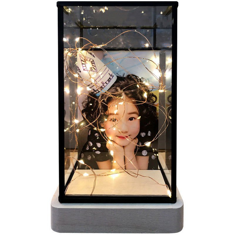 LovelyRLovely Photo Custom Creative Decoration Night L Log bottom with black border / USB LovelyRLovely Glass Photo Decorative Night Light