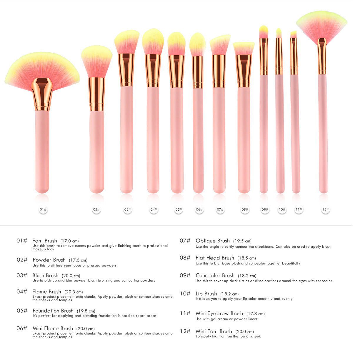 LovelyRLovely Pink LovelyRLovely 12pcs Beauty Makeup Brushes