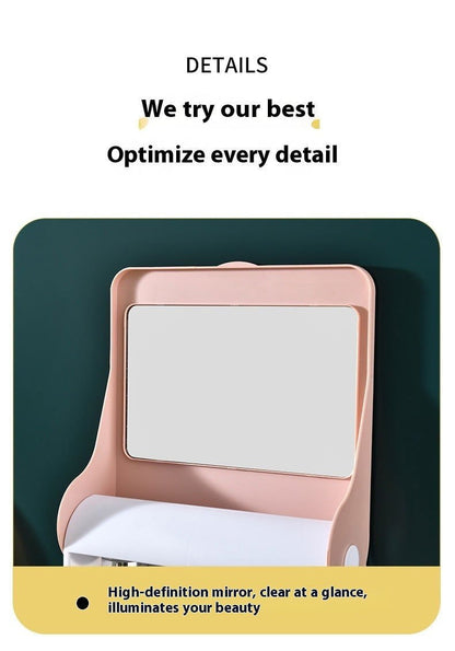 LovelyRLovely Plastic Cosmetic Storage Box Wall-mounte LovelyRLovely Plastic Cosmetic Wall-mounted Storage Rack With Mirror