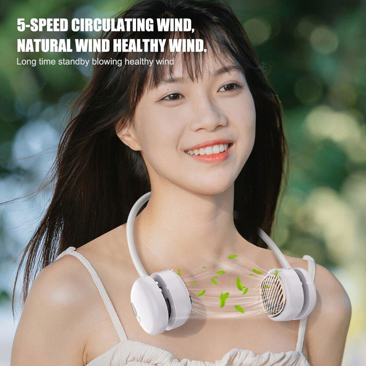 LovelyRLovely Portable Hanging Neck Fan 5 Speed Wearab LovelyRLovely Portable Hanging 5 Speed  Neck Fan