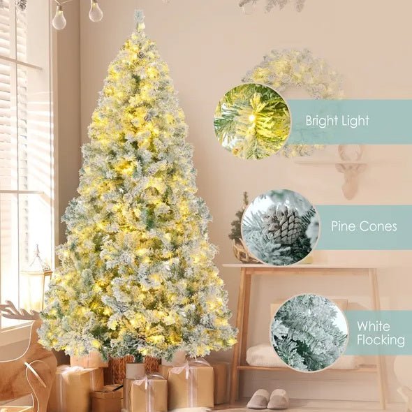 LovelyRLovely Pre-Lit 6FT Snow Flocked Christmas Tree Green Pre-Lit 6FT Snow Flocked Christmas Tree