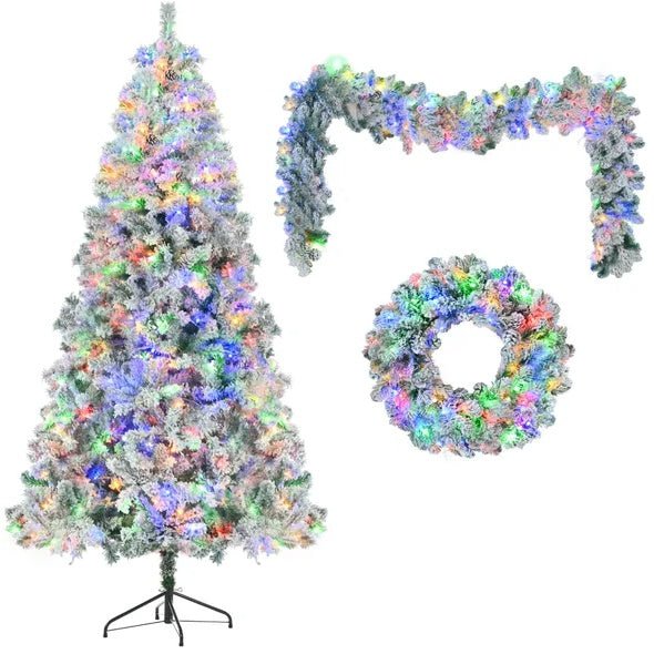 LovelyRLovely Pre-Lit 6FT Snow Flocked Christmas Tree Green Pre-Lit 6FT Snow Flocked Christmas Tree