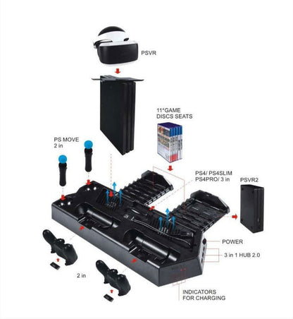 LovelyRLovely PS4 multi-function charger charger Black LovelyRLovely PS4 Multi-Function Charger