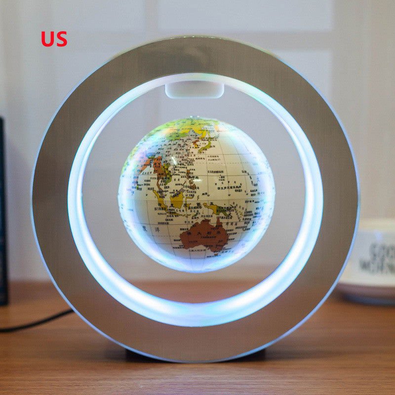 LovelyRLovely Round LED World Map Floating Globe Magne White English US LovelyRLovely Round LED Floating Magnetic Floating Globe Levitation Light Anti Gravity Magic