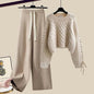 LovelyRLovely Set 01 / 3XL(80-90Kg) LovelyRLovely Pullover Knitted Sweater+Loose Wide Leg Pants Suit