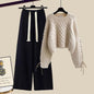 LovelyRLovely Set 09 / 3XL(80-90Kg) LovelyRLovely Pullover Knitted Sweater+Loose Wide Leg Pants Suit