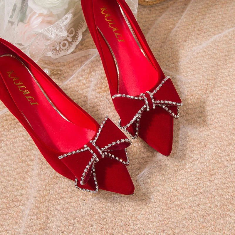 LovelyRLovely shoes LovelyRLovely Red Sweet Bowtie Crystal High Heels Shoes