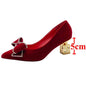 LovelyRLovely shoes Red 5cm / 35 LovelyRLovely Red Sweet Bowtie Crystal High Heels Shoes