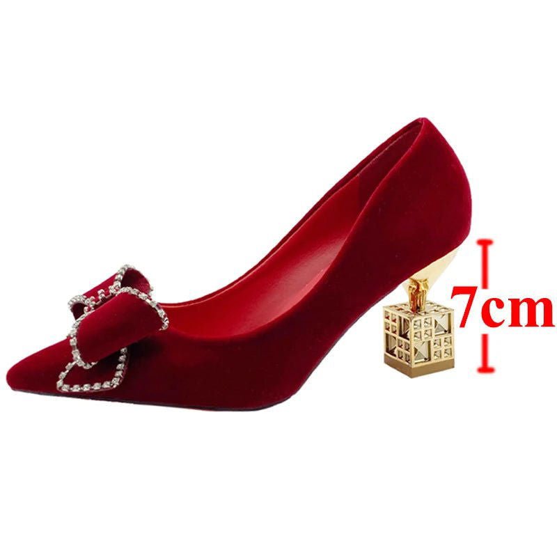 LovelyRLovely shoes Red 7cm / 35 LovelyRLovely Red Sweet Bowtie Crystal High Heels Shoes