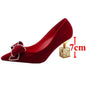 LovelyRLovely shoes Red 7cm / 35 LovelyRLovely Red Sweet Bowtie Crystal High Heels Shoes