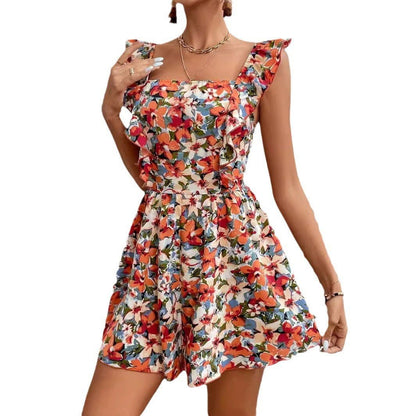 LovelyRLovely Sleeveless Square Collar Printed Elastic LovelyRLovely Sleeveless Floral Printed Dress