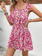 LovelyRLovely Sleeveless Square Collar Printed Elastic Rose Red / L LovelyRLovely Sleeveless Floral Printed Dress