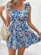 LovelyRLovely Sleeveless Square Collar Printed Elastic Sky Blue / L LovelyRLovely Sleeveless Floral Printed Dress