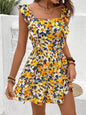 LovelyRLovely Sleeveless Square Collar Printed Elastic Yellow / L LovelyRLovely Sleeveless Floral Printed Dress