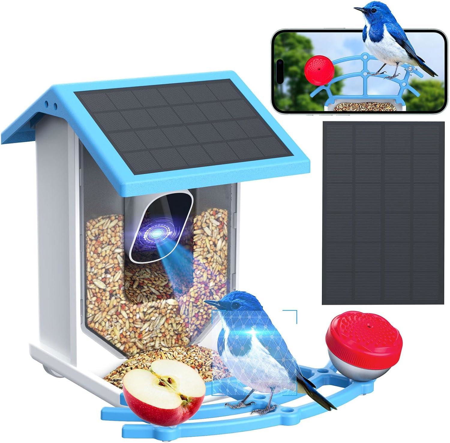 LovelyRLovely Smart Bird Feeder With Camera,Solar-Powe BF241 LovelyRLovely Solar-Powered WiFi Smart Bird Feeder With 4mp Camera 4MP