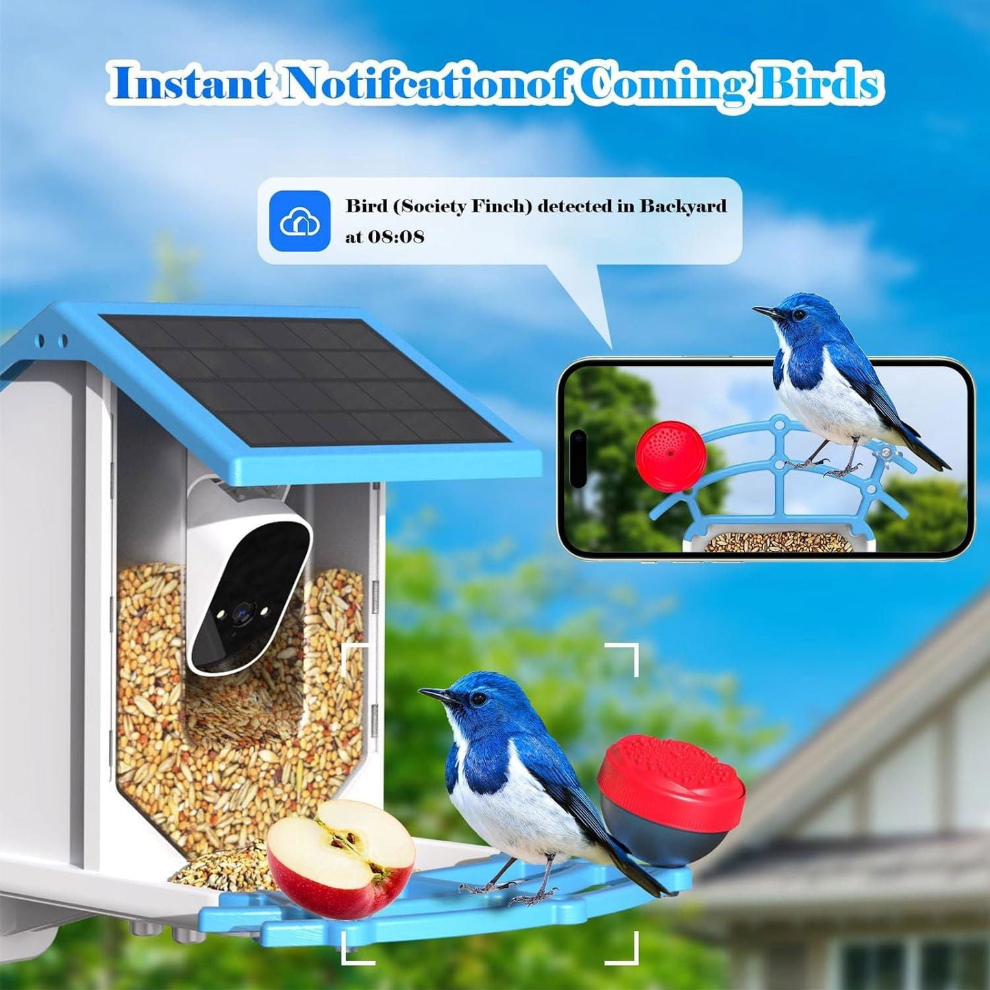 LovelyRLovely Smart Bird Feeder With Camera,Solar-Powe BF241 LovelyRLovely Solar-Powered WiFi Smart Bird Feeder With 4mp Camera 4MP