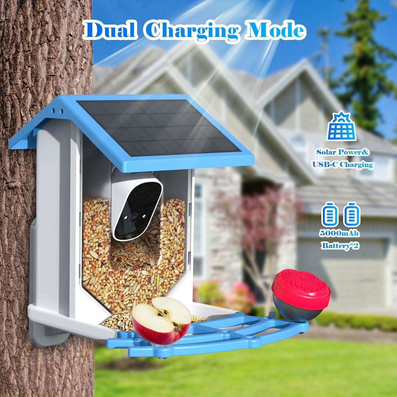 LovelyRLovely Smart Bird Feeder With Camera,Solar-Powe BF241 LovelyRLovely Solar-Powered WiFi Smart Bird Feeder With 4mp Camera 4MP