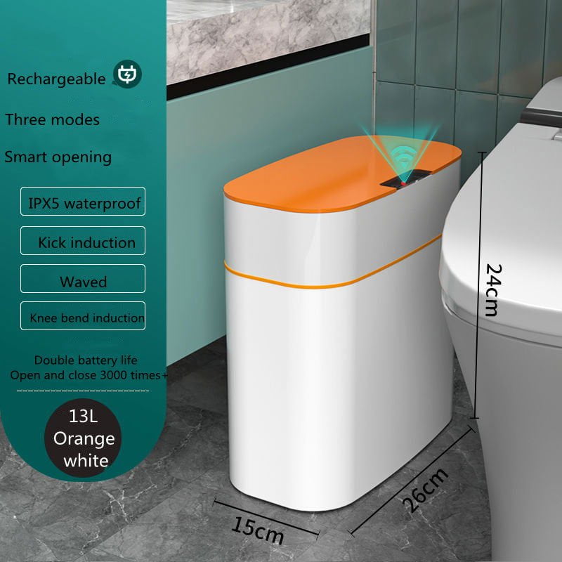 LovelyRLovely Smart Trash Can With Lid For Bedroom Orange / 13L LovelyRLovely Smart Trash Can With Lid