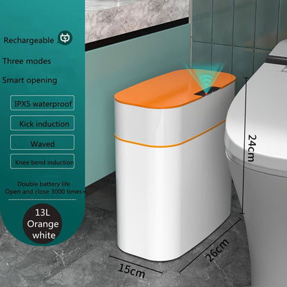 LovelyRLovely Smart Trash Can With Lid For Bedroom Orange / 13L LovelyRLovely Smart Trash Can With Lid