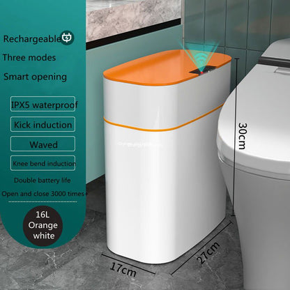 LovelyRLovely Smart Trash Can With Lid For Bedroom Orange / 16L LovelyRLovely Smart Trash Can With Lid