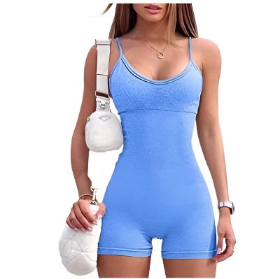 LovelyRLovely Spaghetti Strap Shorts Jumpsuit Sports Y Blue / L / 2PCS LovelyRLovely Women Spaghetti Strap Shorts Jumpsuit