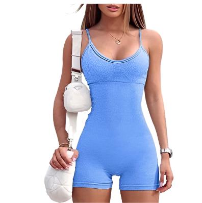 LovelyRLovely Spaghetti Strap Shorts Jumpsuit Sports Y Blue / L / 4PCS LovelyRLovely Women Spaghetti Strap Shorts Jumpsuit