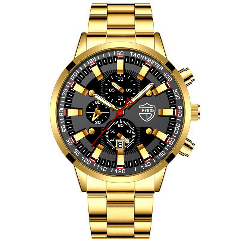 LovelyRLovely Stainless Steel Luminous Quartz Wristwat Gold blackSuface LovelyRLovely Stainless Steel Luminous Quartz Wristwatch For Men