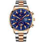 LovelyRLovely Stainless Steel Luminous Quartz Wristwat Intermediate golden blue LovelyRLovely Stainless Steel Luminous Quartz Wristwatch For Men