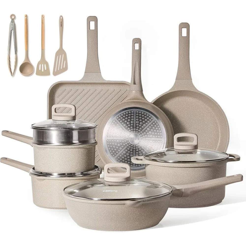 LovelyRLovely Taupe / United States LovelyRLovely 16Pcs Kitchen Cookware Set