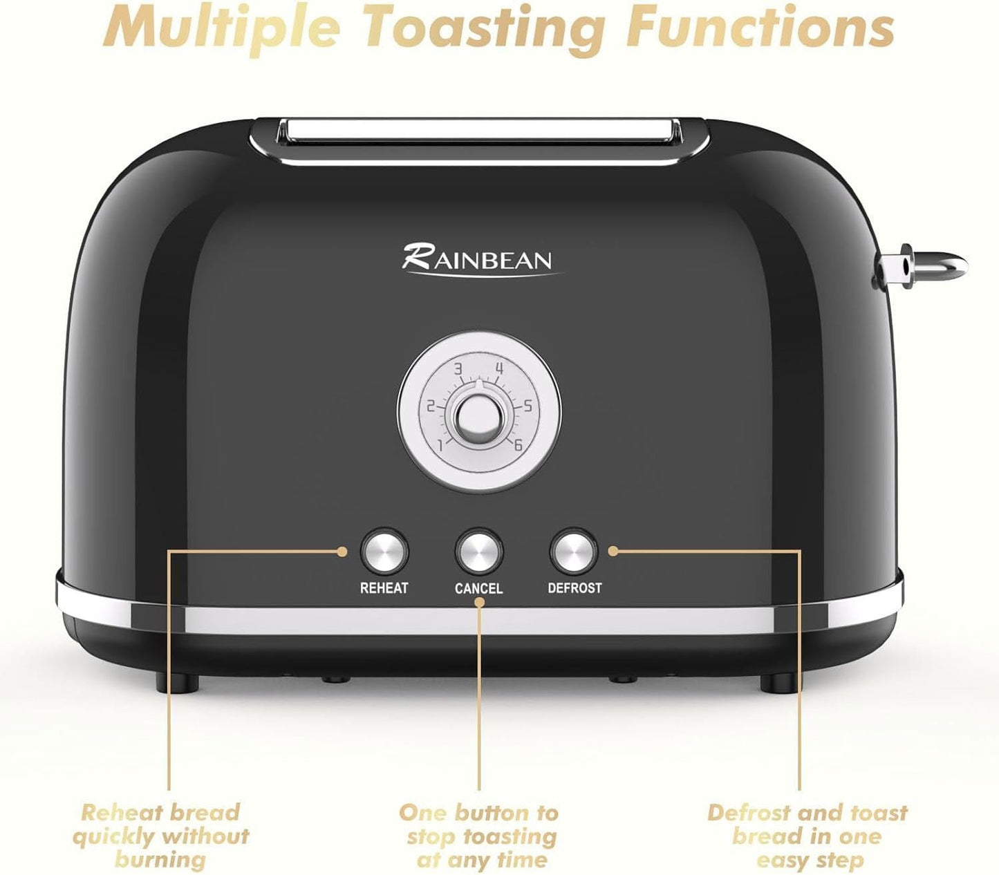 LovelyRLovely Toaster 2 Slice Retro Toaster Stainless LovelyRLovely Retro Stainless Steel 2 Slice Toaster With 6 Bread Shade Settings