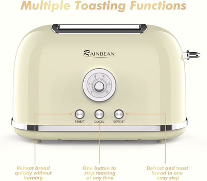 LovelyRLovely Toaster 2 Slice Retro Toaster Stainless LovelyRLovely Retro Stainless Steel 2 Slice Toaster With 6 Bread Shade Settings