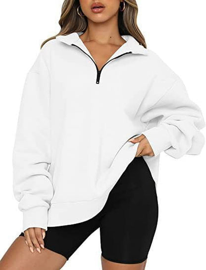 LovelyRLovely White / 3XL LovelyRLovely Women Zip Turndown Jumper