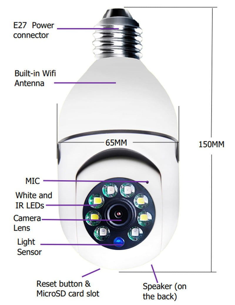 LovelyRLovely WiFi CAMERA 1080P Bulb 4X Zoom Camera E2 LovelyRLovely WiFi 1080P CAMERA Bulb