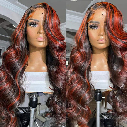 LovelyRLovely wig LovelyRLovely Burgundy Highlight Human Hair Wig