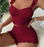 LovelyRLovely Wine Red / L LovelyRLovely Women's Sling Sunken Stripe Set