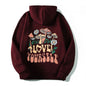 LovelyRLovely Wine Red / L Plus Size Loose Mushroom Slogan Hoodie